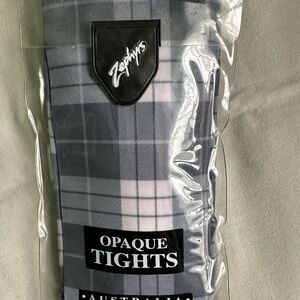 Zephyr Plaid Opaque Tights in Black and White